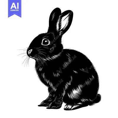 Popular premium asset: Black and White Line Art Illustration of a Sitting Rabbit