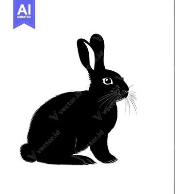 Popular premium asset: Black and White Silhouette of a Sitting Rabbit
