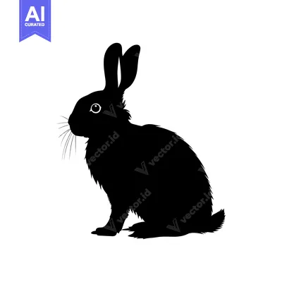 Popular premium asset: Black and White Silhouette of a Sitting Rabbit