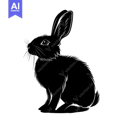 Popular premium asset: Black and White Silhouette of a Sitting Rabbit