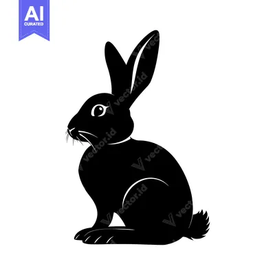 Aset premium populer: Black and White Silhouette of a Sitting Rabbit