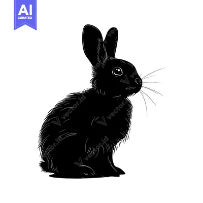 Aset premium populer: Black and White Silhouette of a Sitting Rabbit