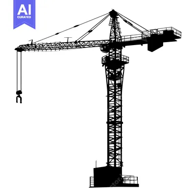 Aset premium populer: Silhouette of a Construction Crane Against a White Background