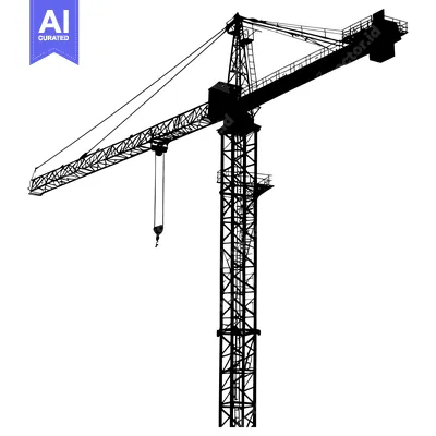Popular premium asset: Silhouette of a Construction Crane with a Hook and Cables