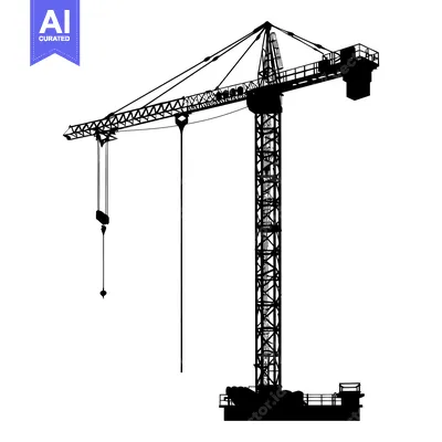 Aset desain premium: Silhouette of a Construction Crane with Cables