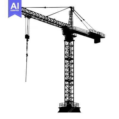 Premium design asset: Silhouette of a Construction Crane with a Hook and Cable