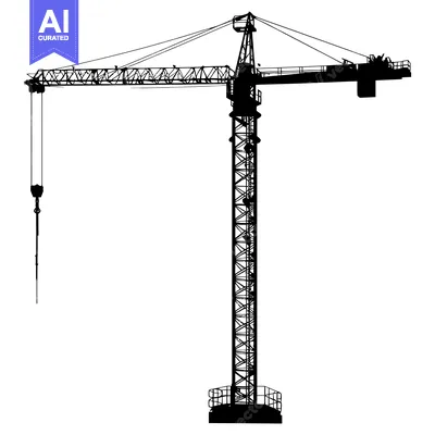Aset desain premium: Black and white silhouette of a construction crane