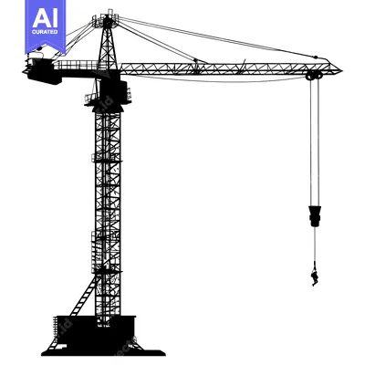 Aset desain premium: Silhouette of a Tower Crane with a Hook