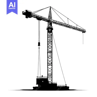 Aset desain premium: Black and White Silhouette of a Construction Crane