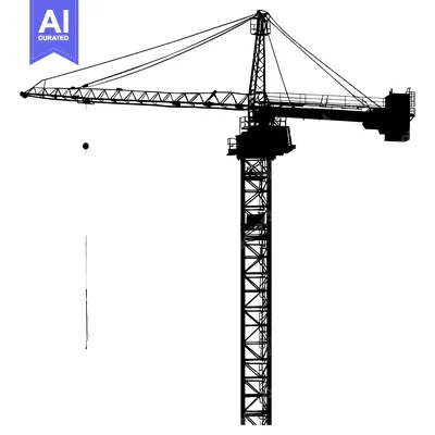 Aset desain premium: A Black and White Silhouette of a Construction Crane