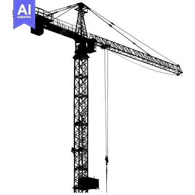 Aset desain premium: Silhouette of a Construction Crane with a Cable Extending Downward