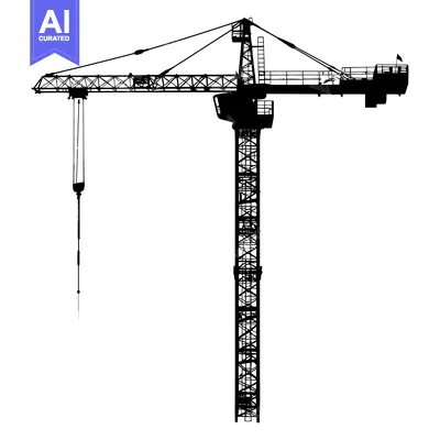 Aset desain premium: Silhouette of a Construction Crane with a Suspended Cable
