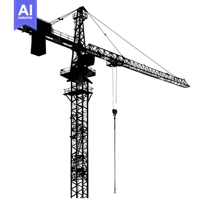 Aset desain premium: Silhouette of a Construction Crane with a Long Arm and Cables