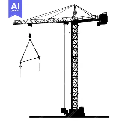 Aset premium populer: Black and white silhouette of a construction crane