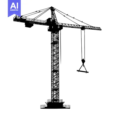 Popular premium asset: Silhouette of a construction crane with a hook and cables