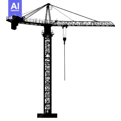 Aset desain premium: Silhouette of a Tall Construction Crane with a Long Boom