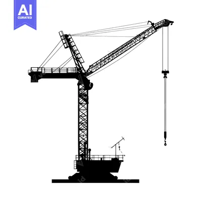Popular premium asset: Black and White Silhouette of a Construction Crane