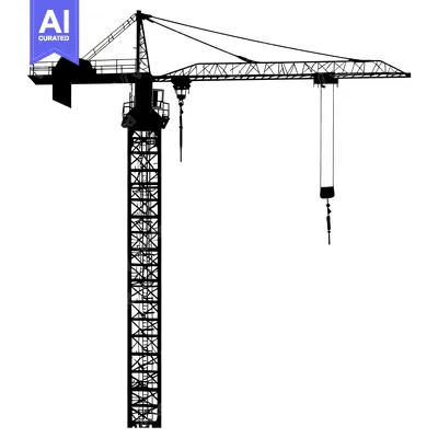 Aset premium populer: Silhouette of a Tower Crane with an Extended Boom and Hanging Hook