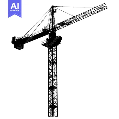 Popular premium asset: A Silhouette of a Tower Crane Against a White Background
