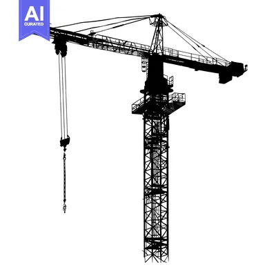Aset desain premium: Silhouette of a Tower Crane with a Hook and Cable