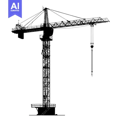 Aset desain premium: Black and White Silhouette of a Construction Crane