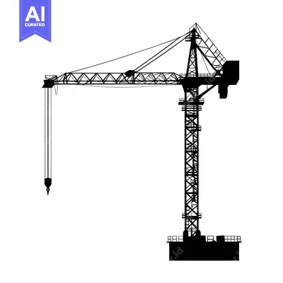 Aset desain premium: Black Silhouette of a Construction Crane with Hook