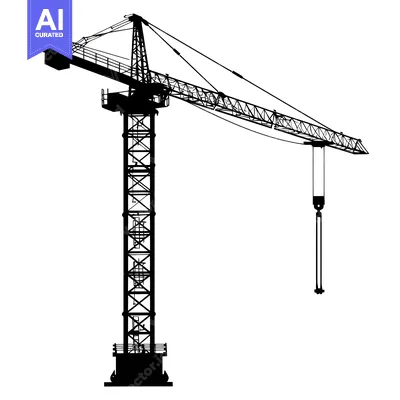 Aset desain premium: Black and White Silhouette of a Construction Crane