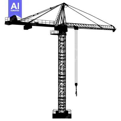 Aset desain premium: Silhouette of a Construction Crane with a Hook and Cable