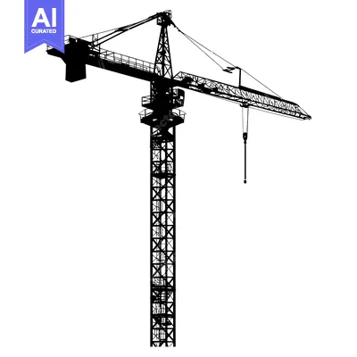 Silhouette of a Construction Crane with a Suspended Hook