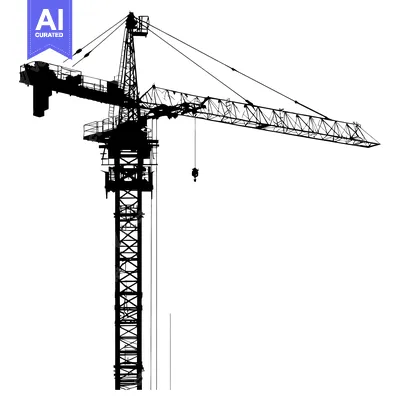 Silhouette of a Construction Crane with Extended Boom