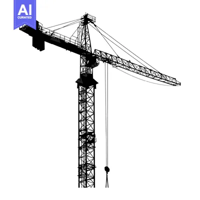 Silhouette of a Construction Crane with a Hook
