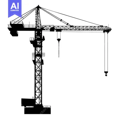 Silhouette of a Construction Crane with a Hook