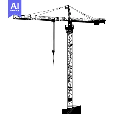 Silhouette of a Construction Crane with Cables and Hook