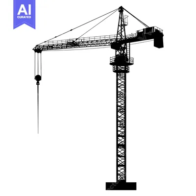 Silhouette of a Construction Crane with a Long Boom