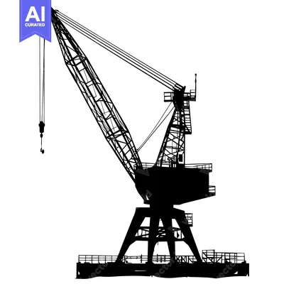 Popular premium asset: Silhouette of a Large Industrial Crane with a Hook