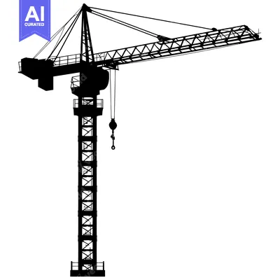 Black and white silhouette of a construction crane