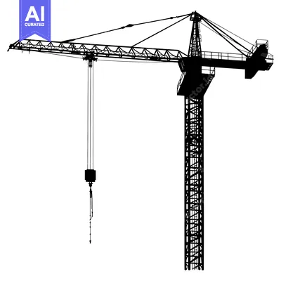 Black and White Silhouette of a Construction Crane