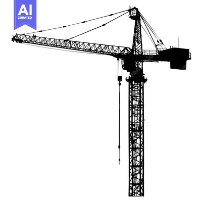 Aset desain premium: Silhouette of a Construction Crane with a White Background