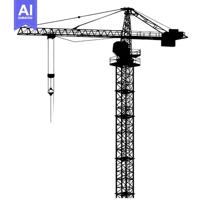 Silhouette of a Tower Crane with a Suspended Hook
