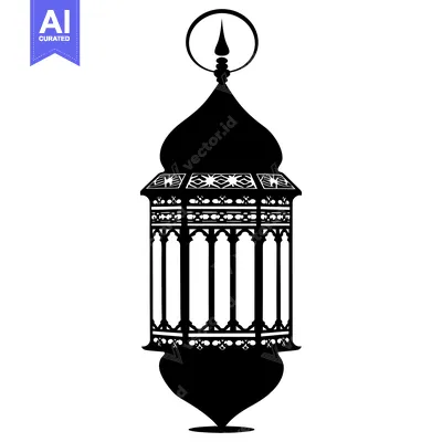 Ornate Black Silhouette of a Traditional Middle Eastern Lantern