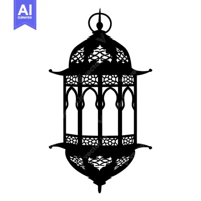 Aset premium populer: Ornate Black and White Silhouette of a Hanging Lantern