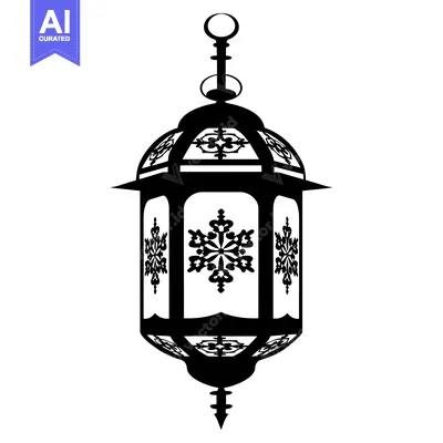Aset premium populer: Black and White Silhouette of an Ornate Hanging Lantern