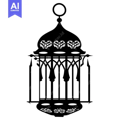 Aset premium populer: Black and white silhouette of an ornate hanging lantern