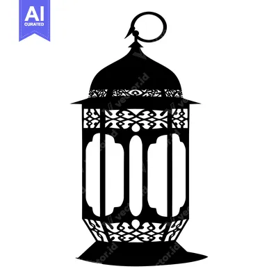 Aset premium populer: Ornamental Black and White Lantern with a Handle