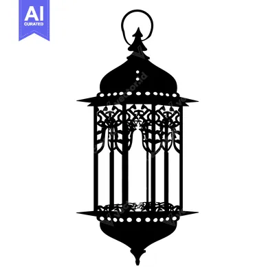 Popular premium asset: Ornate Black Silhouette of a Hanging Lantern