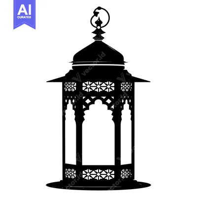 Premium design asset: Ornate Black Silhouette of a Ramadan Lantern