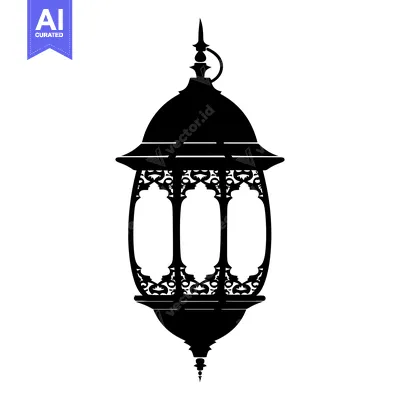 Popular premium asset: Ornate Black and White Silhouette of a Traditional Islamic Lantern
