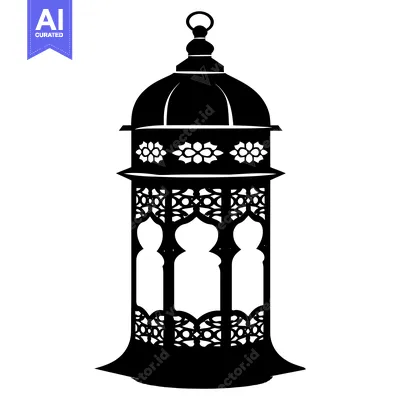 Ornate Black Silhouette of an Islamic Lantern
