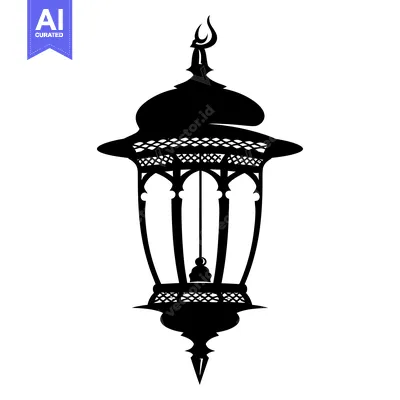 Ornate Black Silhouette of a Traditional Islamic Lantern