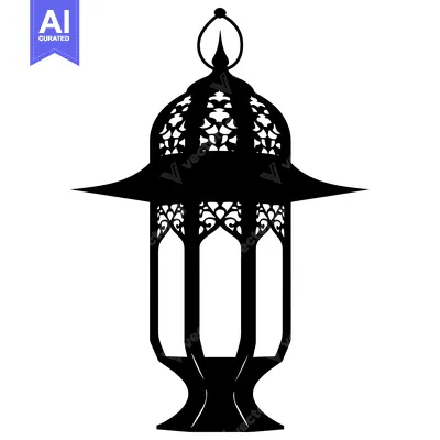 Aset premium populer: Ornate Black Silhouette of a Traditional Middle Eastern Lantern